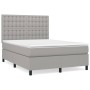 Box spring bed with light gray fabric mattress 140x190 cm by , Beds and slatted bases - Ref: Foro24-3142089, Price: 511,26 €,...