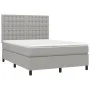 Box spring bed with light gray fabric mattress 140x190 cm by , Beds and slatted bases - Ref: Foro24-3142089, Price: 502,22 €,...