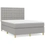 Box spring bed with light gray fabric mattress 140x200 cm by , Beds and slatted bases - Ref: Foro24-3142657, Price: 488,79 €,...