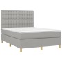Box spring bed with light gray fabric mattress 140x200 cm by , Beds and slatted bases - Ref: Foro24-3142657, Price: 497,94 €,...