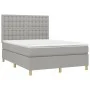 Box spring bed with light gray fabric mattress 140x200 cm by , Beds and slatted bases - Ref: Foro24-3142657, Price: 488,79 €,...