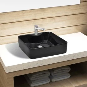 Square ceramic sink with black faucet/drain hole by vidaXL, Sinks - Ref: Foro24-141937, Price: 77,74 €, Discount: %