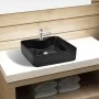 Quadratisches Keramikwaschbecken mit schwarzem Wasserhahn/Abflussloch von vidaXL, Sinkt - Ref: Foro24-141937, Preis: 79,13 €,...