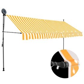 Toldo manual retráctil con LED blanco y naranja 400 cm Toldo manual retráctil con LED blanco y naranja 400 cm