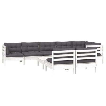 9-piece garden furniture set with white cushions, made of solid pine wood. by , Garden sets - Ref: Foro24-3096461, Price: 738...