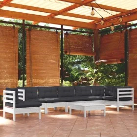 9 Stk. Gartenmöbel und Kissen aus massivem Kiefernholz weiß von , Gartensets - Ref: Foro24-3096738, Preis: 729,64 €, Rabatt: %