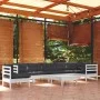 9 Stk. Gartenmöbel und Kissen aus massivem Kiefernholz weiß von , Gartensets - Ref: Foro24-3096738, Preis: 729,64 €, Rabatt: %