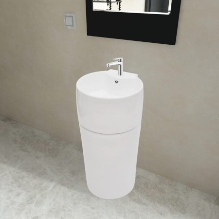 Runder Keramikboden Waschbecken hohl für weißen Wasserhahn/Abfluss von vidaXL, Sinkt - Ref: Foro24-141942, Preis: 292,67 €, R...