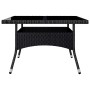 Set de comedor de jardín 9 pzas ratán PE vidrio templado negro