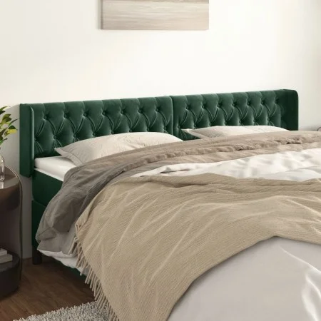 Cabecero de terciopelo verde oscuro 183x16x78/88 cm de , Cabeceros y pies de cama - Ref: Foro24-3119167, Precio: 102,92 €, De...