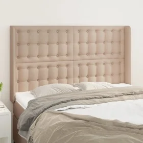 Headboard with ears cappuccino synthetic leather 147x16x118/128 cm by , Headboards and footboards - Ref: Foro24-3119675, Pric...