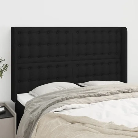 Headboard with black fabric ears 147x16x118/128 cm by , Headboards and footboards - Ref: Foro24-3120014, Price: 126,57 €, Dis...