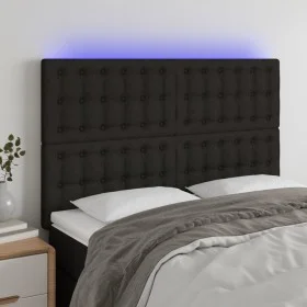 Kopfteil mit LED-Beleuchtung, schwarzer Stoff, 144 x 5 x 118/128 cm von , Kopf- und Fußteile - Ref: Foro24-3122858, Preis: 11...