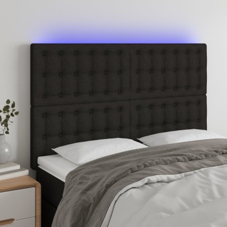 Kopfteil mit LED-Beleuchtung, schwarzer Stoff, 144 x 5 x 118/128 cm von , Kopf- und Fußteile - Ref: Foro24-3122858, Preis: 11...