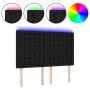 Headboard with LED lights black fabric 144x5x118/128 cm by , Headboards and footboards - Ref: Foro24-3122858, Price: 113,21 €...
