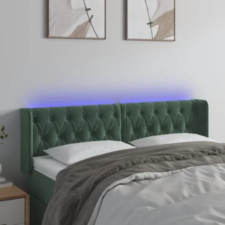 Cabecero con LED de terciopelo verde oscuro 147x16x78/88 cm de , Cabeceros y pies de cama - Ref: Foro24-3123623, Precio: 90,3...