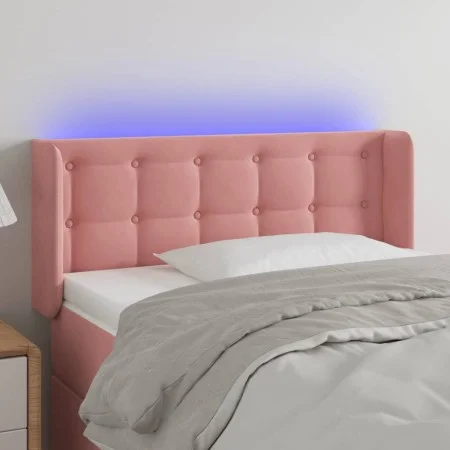 Pink velvet headboard with LED 83x16x78/88 cm by , Headboards and footboards - Ref: Foro24-3123705, Price: 56,14 €, Discount: %
