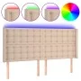 Headboard with LED cappuccino synthetic leather 163x16x118/128cm by , Headboards and footboards - Ref: Foro24-3124149, Price:...