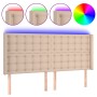 Kopfteil mit LED-Cappuccino-Kunstleder 163x16x118/128cm von , Kopf- und Fußteile - Ref: Foro24-3124149, Preis: 136,97 €, Raba...