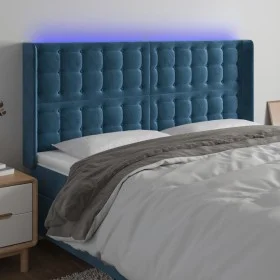 LED-Kopfteil aus dunkelblauem Samt, 163 x 16 x 118/128 cm von , Kopf- und Fußteile - Ref: Foro24-3124540, Preis: 145,28 €, Ra...