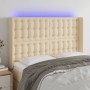 Cream fabric headboard with LED 147x16x118/128 cm by , Headboards and footboards - Ref: Foro24-3124485, Price: 140,38 €, Disc...
