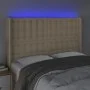 Cream fabric headboard with LED 147x16x118/128 cm by , Headboards and footboards - Ref: Foro24-3124485, Price: 121,93 €, Disc...