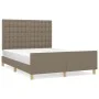 Bed frame with headboard in taupe gray fabric 140x200 cm by , Beds and slatted bases - Ref: Foro24-3125385, Price: 217,27 €, ...