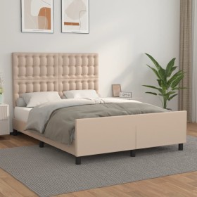 Estructura de cama cabecero cuero sintético capuchino 140x200cm de , Camas y somieres - Ref: Foro24-3125578, Precio: 235,18 €...