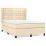Cama box spring con colchón tela color crema 140x200 cm de , Camas y somieres - Ref: Foro24-3128290, Precio: 507,61 €, Descue...