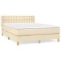 Box spring bed with cream fabric mattress 140x200 cm by , Beds and slatted bases - Ref: Foro24-3130598, Price: 441,32 €, Disc...