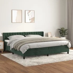 Box spring bed with dark green velvet mattress 200x200 cm by , Beds and slatted bases - Ref: Foro24-3131162, Price: 643,78 €,...