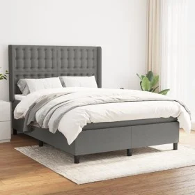 Box spring bed with dark gray fabric mattress 140x200 cm by , Beds and slatted bases - Ref: Foro24-3131754, Price: 511,58 €, ...