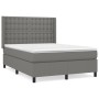 Box spring bed with dark gray fabric mattress 140x200 cm by , Beds and slatted bases - Ref: Foro24-3131754, Price: 523,19 €, ...