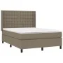 Box spring bed with taupe gray fabric mattress 140x190 cm by , Beds and slatted bases - Ref: Foro24-3131749, Price: 500,30 €,...