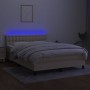 Box spring bed mattress and LED lights cream fabric 140x190 cm by , Beds and slatted bases - Ref: Foro24-3133474, Price: 418,...