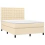 Box spring bed mattress and LED lights cream fabric 140x200 cm by , Beds and slatted bases - Ref: Foro24-3135202, Price: 502,...