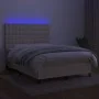 Box spring bed mattress and LED lights cream fabric 140x200 cm by , Beds and slatted bases - Ref: Foro24-3135202, Price: 502,...