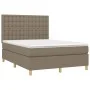 Box spring bed with mattress and LED lights taupe gray fabric 140x190 cm by , Beds and slatted bases - Ref: Foro24-3135753, P...