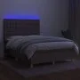 Box spring bed with mattress and LED lights taupe gray fabric 140x190 cm by , Beds and slatted bases - Ref: Foro24-3135753, P...