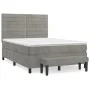 Box spring bed with light gray velvet mattress 140x190 cm by , Beds and slatted bases - Ref: Foro24-3137899, Price: 556,38 €,...