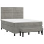 Box spring bed with light gray velvet mattress 140x190 cm by , Beds and slatted bases - Ref: Foro24-3137899, Price: 558,42 €,...