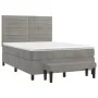 Box spring bed with light gray velvet mattress 140x190 cm by , Beds and slatted bases - Ref: Foro24-3137899, Price: 556,38 €,...