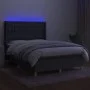 Box spring bed mattress and LED lights dark gray fabric 140x190 cm by , Beds and slatted bases - Ref: Foro24-3139190, Price: ...