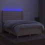 Box spring bed mattress and LED lights cream fabric 140x200 cm by , Beds and slatted bases - Ref: Foro24-3139202, Price: 553,...