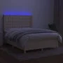 Box spring bed mattress and LED lights cream fabric 140x200 cm by , Beds and slatted bases - Ref: Foro24-3139202, Price: 523,...
