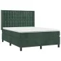 Box spring bed with mattress and LED dark green velvet 140x200cm by , Beds and slatted bases - Ref: Foro24-3139808, Price: 53...