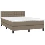 Box spring bed with taupe gray fabric mattress 140x190 cm by , Beds and slatted bases - Ref: Foro24-3140373, Price: 423,73 €,...