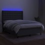 Cama box spring colchón y luces LED tela gris oscuro 140x200 cm de , Camas y somieres - Ref: Foro24-3138638, Precio: 522,77 €...