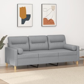 Sofá de 3 plazas con cojines tela gris claro 180 cm de , Sofás - Ref: Foro24-3200829, Precio: 282,84 €, Descuento: %