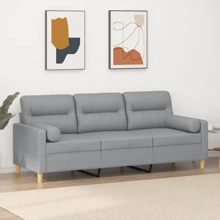 3-seater sofa with light gray fabric cushions, 180 cm by , Sofas - Ref: Foro24-3200829, Price: 278,72 €, Discount: %
